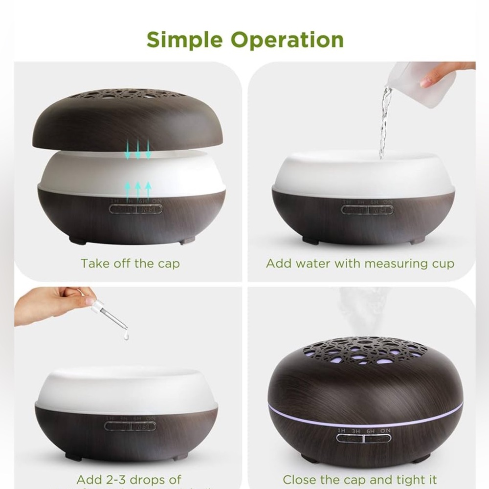 550ML Essential Oil Aroma Diffusers Humidifier Cool Mist Remote Auto-off NIB - Picture 2 of 5
